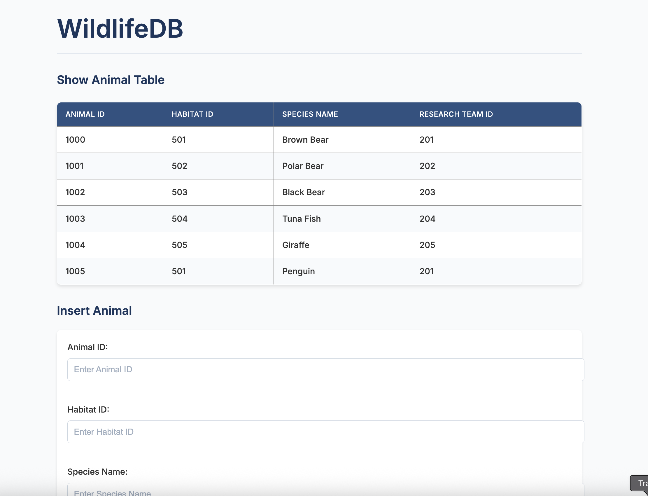 WildlifeDB